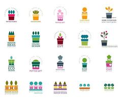 Set of logotypes of plants store vector