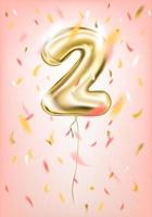 High quality vector gold balloon two on pink