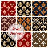 Royal fleur-de-lis floral heraldic flowery pattern vector