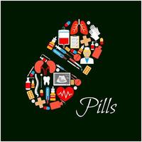 Medical pill vector poster of medicines