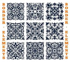 azulejos bordes de damasco floral vector ornamento