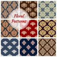 Floral patterns set, flourish vector ornament tile