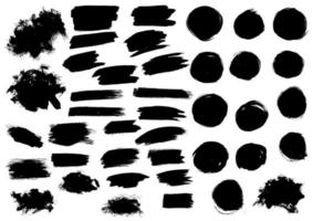 Black watercolor paint marker vector strokes blobs