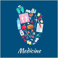 cartel de corazón de artículos de medicina vectorial vector