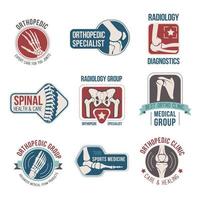 Orthopedics and radiology clinic medical badge set vector