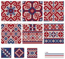 conjunto de patrones de tejido de estrellas noruegas vector