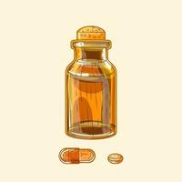 Medicinal brown glass wide bottle vector