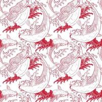 Koi carps Japanese white red seamless pattern vector