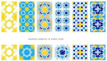 Arabic seamless patterns in sketch technique vector