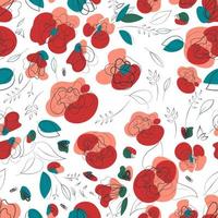 Poppy seamless pattern in millefleur style. vector