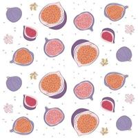 Cartoon Fig Seamless Pattern in light color scheme vector