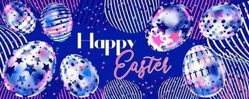 Happy Easter banner in pop-art style vector