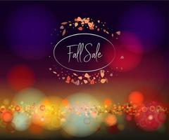 Fall sale web banner with bokeh vector