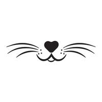 Doodle cat mustache icon isolated on white vector