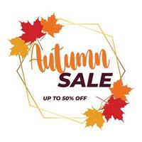 Autumn Sale banner template with bright autumn leaves vector