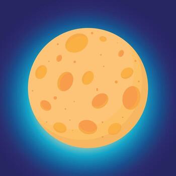 Full yellow moon with Craters in the Universe vector