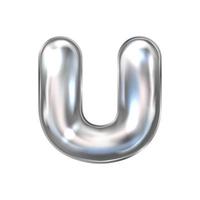 Silver perl foil inflated alphabet symbol, isolated letter U vector