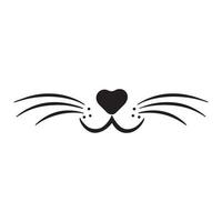 Doodle cat mustache icon isolated on white vector