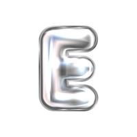 Silver perl foil inflated alphabet symbol, isolated letter E vector