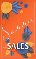 Cut paper floral banner summer sales vector