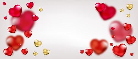 Gala background with red and golden heart balloons vector