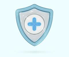 3d glossy shield in realistic style. vector