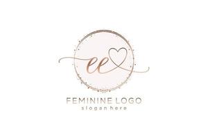 Initial EE handwriting logo with circle template vector logo of initial wedding, fashion, floral and botanical with creative template.