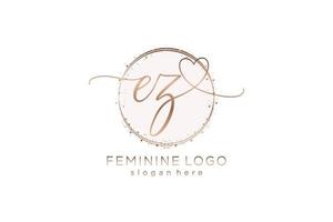 Initial EZ handwriting logo with circle template vector logo of initial wedding, fashion, floral and botanical with creative template.