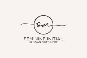 Initial OM handwriting logo with circle template vector logo of initial signature, wedding, fashion, floral and botanical with creative template.