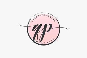 Initial QP handwriting logo with circle template vector signature, wedding, fashion, floral and botanical with creative template.