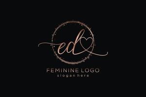 Initial ED handwriting logo with circle template vector logo of initial wedding, fashion, floral and botanical with creative template.
