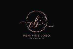 Initial EB handwriting logo with circle template vector logo of initial wedding, fashion, floral and botanical with creative template.