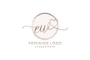Initial EW handwriting logo with circle template vector logo of initial wedding, fashion, floral and botanical with creative template.