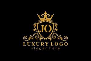 Initial JO Letter Royal Luxury Logo template in vector art for Restaurant, Royalty, Boutique, Cafe, Hotel, Heraldic, Jewelry, Fashion and other vector illustration.