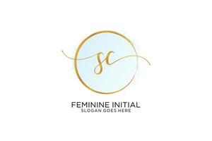 Initial SC handwriting logo with circle template vector signature, wedding, fashion, floral and botanical with creative template.