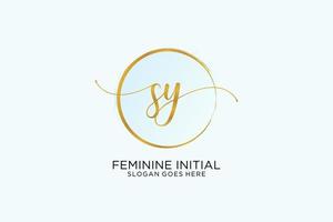 Initial SY handwriting logo with circle template vector signature, wedding, fashion, floral and botanical with creative template.