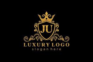 Initial JU Letter Royal Luxury Logo template in vector art for Restaurant, Royalty, Boutique, Cafe, Hotel, Heraldic, Jewelry, Fashion and other vector illustration.