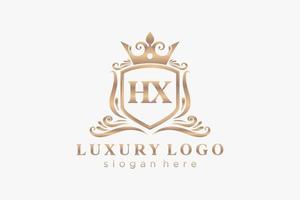 plantilla de logotipo de lujo real de letra hx inicial en arte vectorial para restaurante, realeza, boutique, cafetería, hotel, heráldica, joyería, moda y otras ilustraciones vectoriales. vector