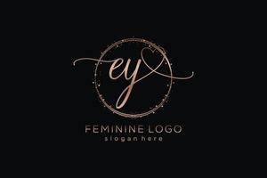 Initial EY handwriting logo with circle template vector logo of initial wedding, fashion, floral and botanical with creative template.