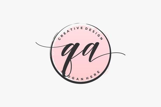 Initial QA handwriting logo with circle template vector signature, wedding, fashion, floral and botanical with creative template.