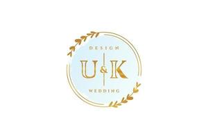 Initial UK beauty monogram and elegant logo design handwriting logo of initial signature, wedding, fashion, floral and botanical with creative template. vector