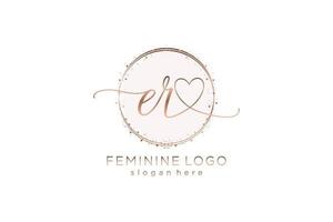 Initial ER handwriting logo with circle template vector logo of initial wedding, fashion, floral and botanical with creative template.