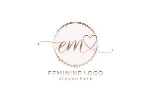 Initial EM handwriting logo with circle template vector logo of initial wedding, fashion, floral and botanical with creative template.