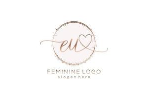 Initial EU handwriting logo with circle template vector logo of initial wedding, fashion, floral and botanical with creative template.