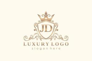 Initial JD Letter Royal Luxury Logo template in vector art for Restaurant, Royalty, Boutique, Cafe, Hotel, Heraldic, Jewelry, Fashion and other vector illustration.