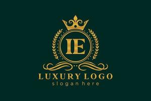 Initial IE Letter Royal Luxury Logo template in vector art for Restaurant, Royalty, Boutique, Cafe, Hotel, Heraldic, Jewelry, Fashion and other vector illustration.