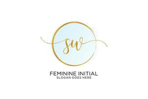 Initial SW handwriting logo with circle template vector signature, wedding, fashion, floral and botanical with creative template.