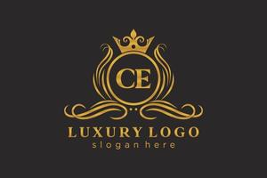 Initial CE Letter Royal Luxury Logo template in vector art for Restaurant, Royalty, Boutique, Cafe, Hotel, Heraldic, Jewelry, Fashion and other vector illustration.