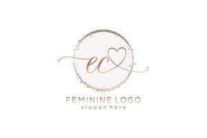 Initial EC handwriting logo with circle template vector logo of initial wedding, fashion, floral and botanical with creative template.