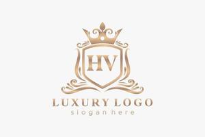 Initial HV Letter Royal Luxury Logo template in vector art for Restaurant, Royalty, Boutique, Cafe, Hotel, Heraldic, Jewelry, Fashion and other vector illustration.